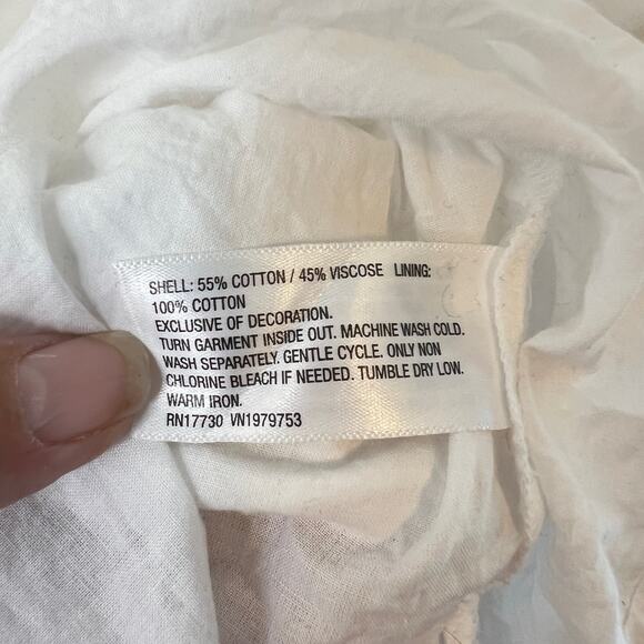 Knox Rose Baby Doll Dress Sz XL White with Embroidered Stripes Flutter Sleeves - Picture 5 of 6